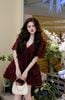 Đầm hoa suông cổ v cột dây siêu hot - ĐÔ - T494