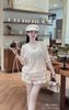Set áo cổ V cộc tay mix chân váy tầng xòe đính nơ siêu xinh - TRẮNG - R99