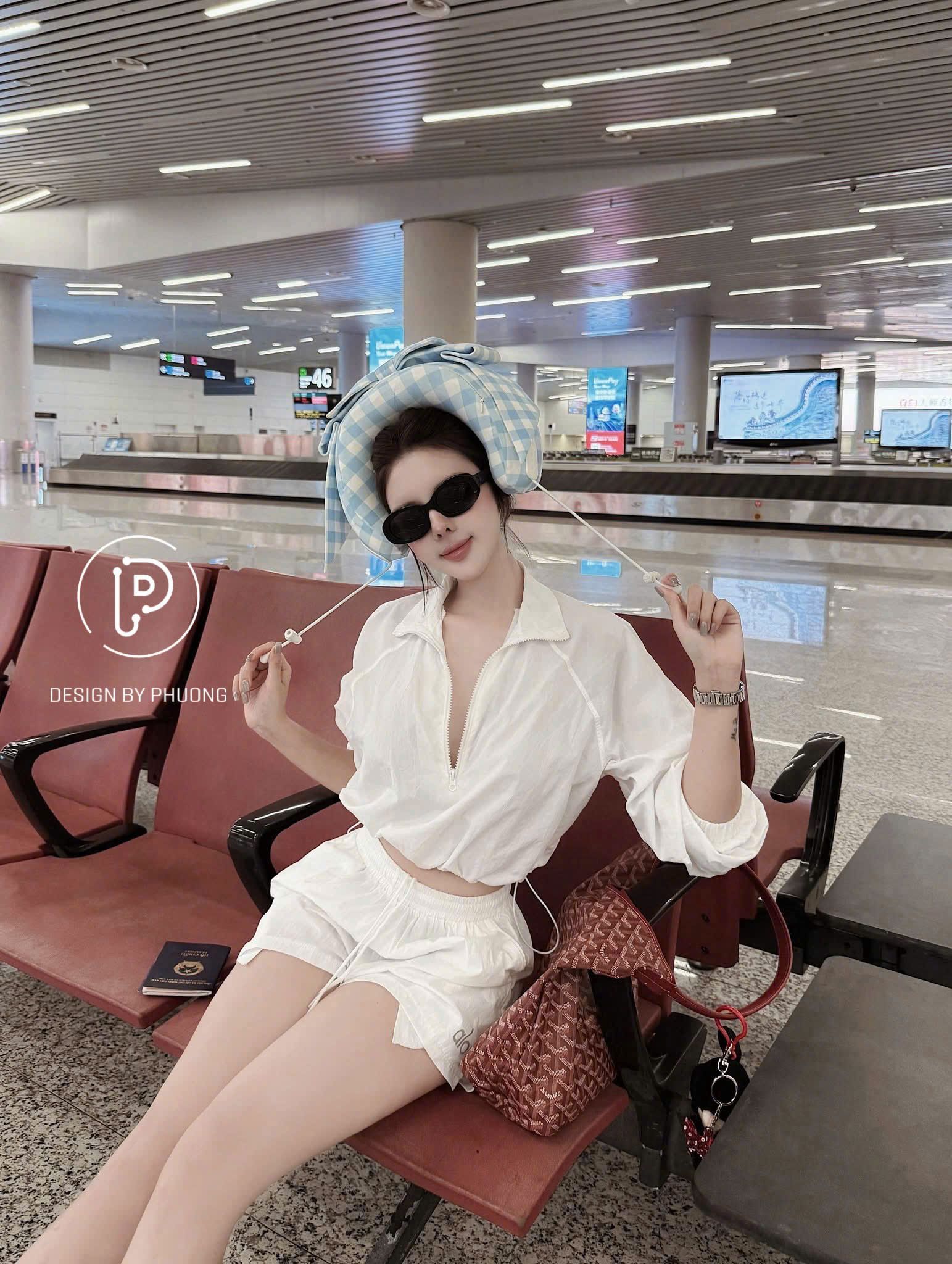  Set áo khoác cổ đức khóa kéo mix quần short thể thao chất dù - TRẮNG - R236 