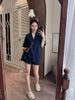 Set áo cổ v tay ngắn viền sọc mix quần short hothit - XANH - R276