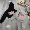 Áo khoác nỉ nón in lá cờ dáng lửng siêu hot - ĐEN - R284