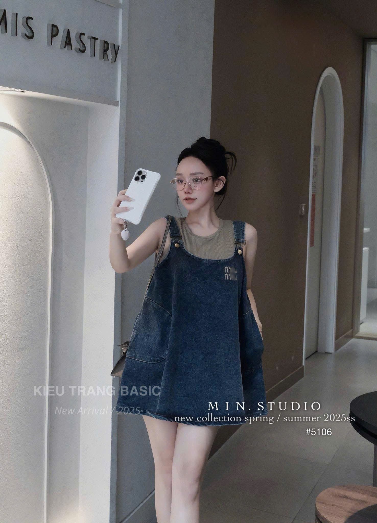  Set áo ba lỗ phối yếm jean miumiu siêu hot - R362 