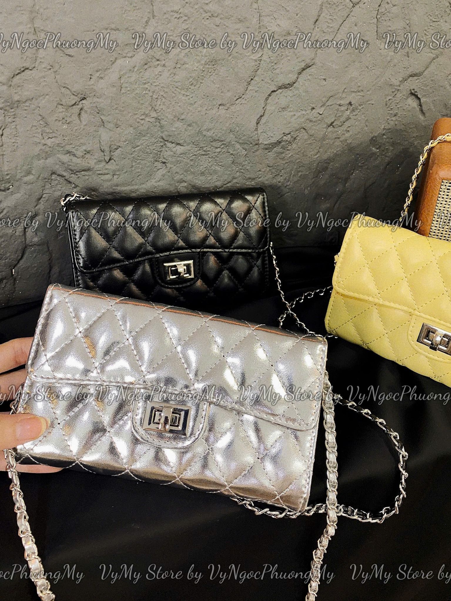  Túi đeo chéo ô trám basic thời trang - BẠC - A55 