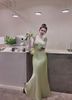 Đầm lụa trơn cúp ngực tay cánh tiên dáng dài form siêu đẹp - XANH - D90 (EO S<68, M<72, L<76)