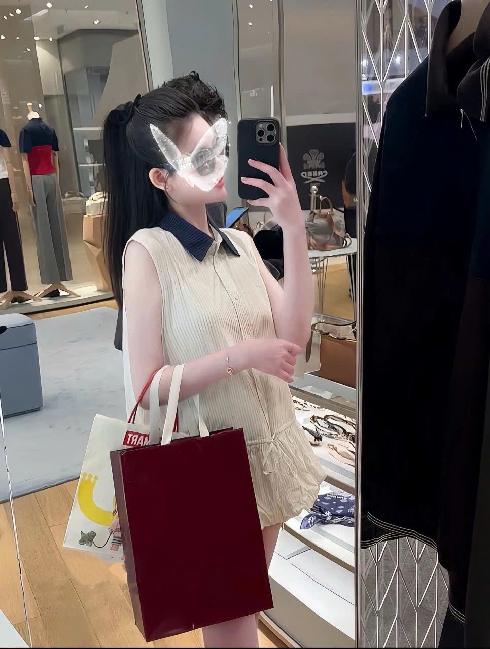  Váy sát nách cổ đức phối màu chân bí tiểu thư - A297 