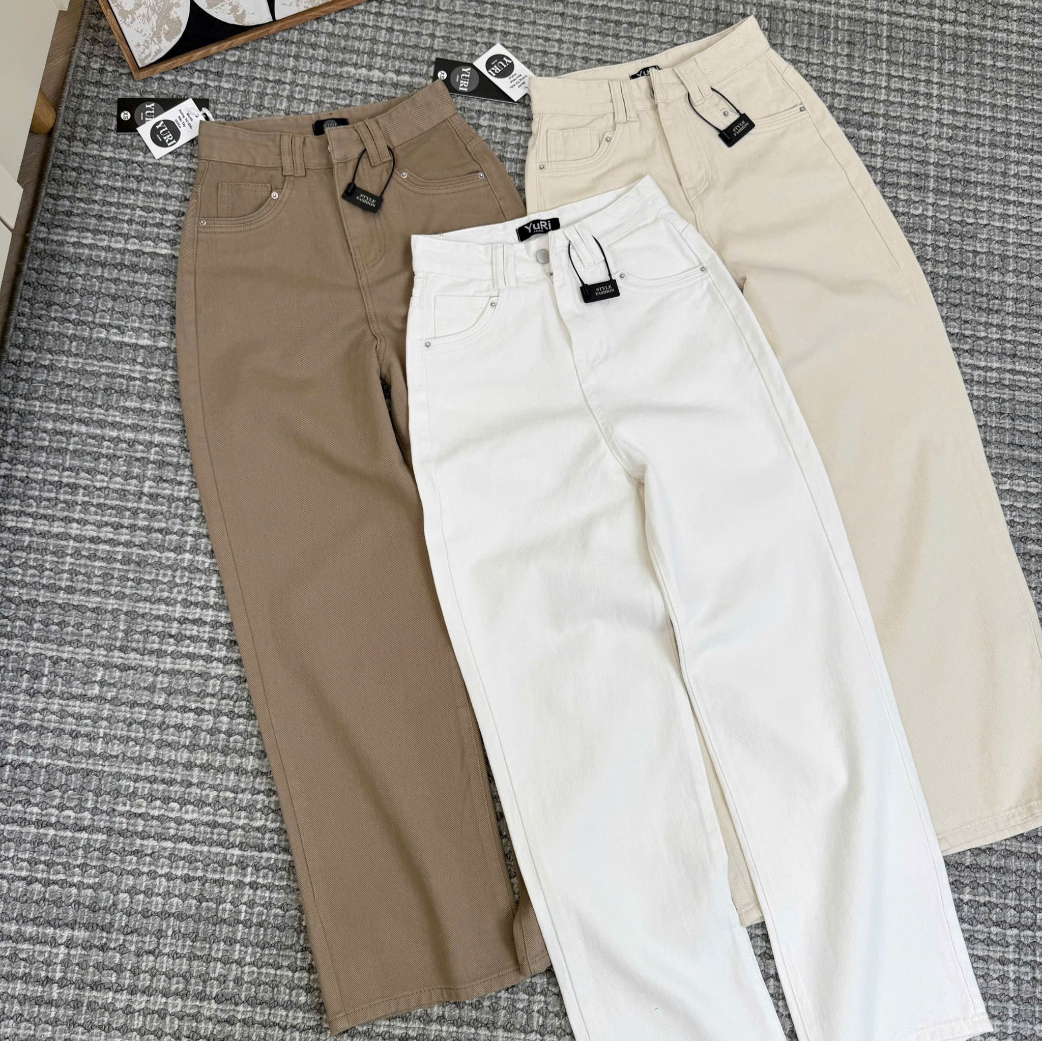  Quần suông trơn kaki dáng dài form BASIC - TRẮNG - A305 (EO S<64, M<68, L<72) H95 