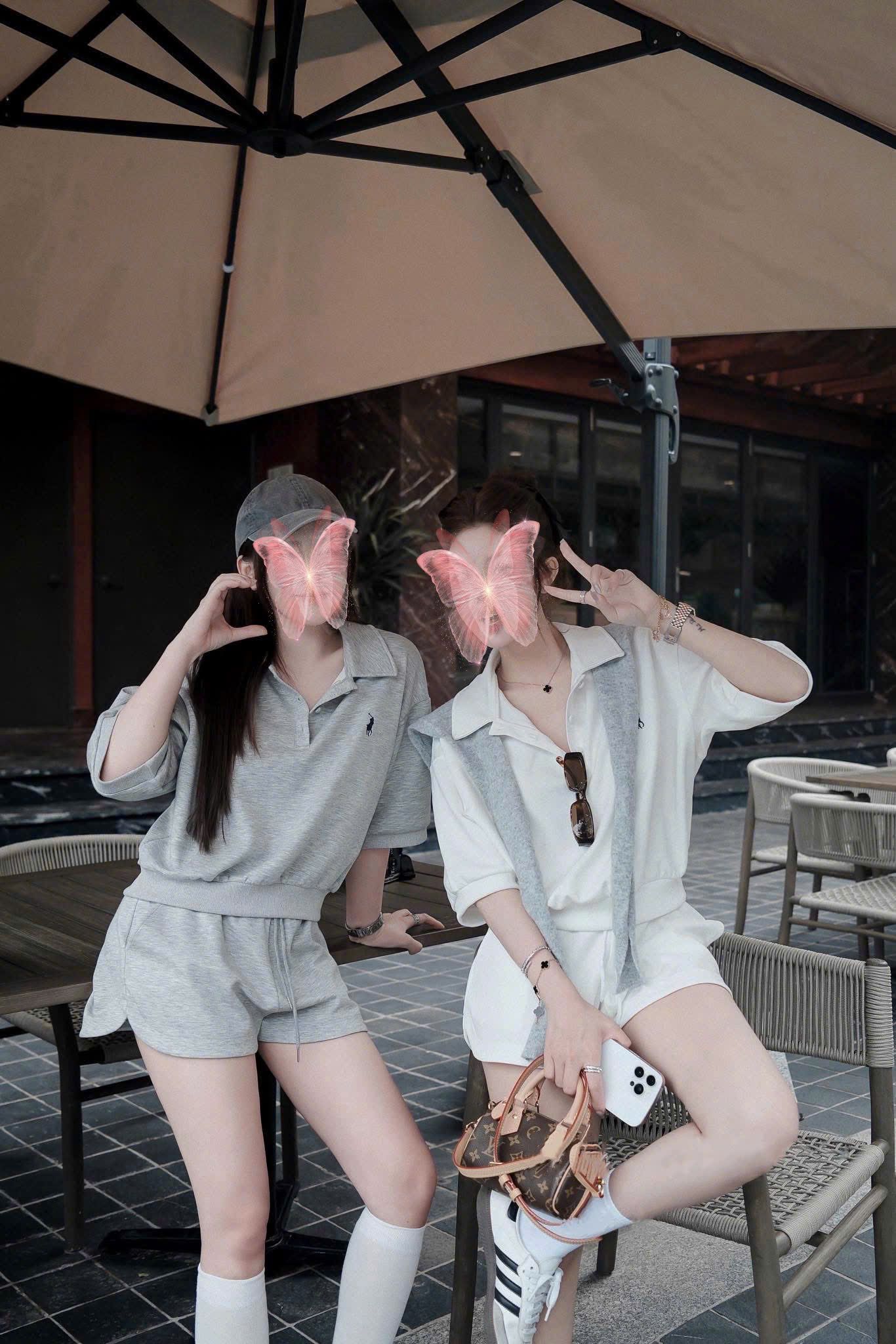  Set bộ 3 món áo cổ polo thêu ngựa mix quần short ngắn vạt bầu kèm choàng - XÁM - A321 