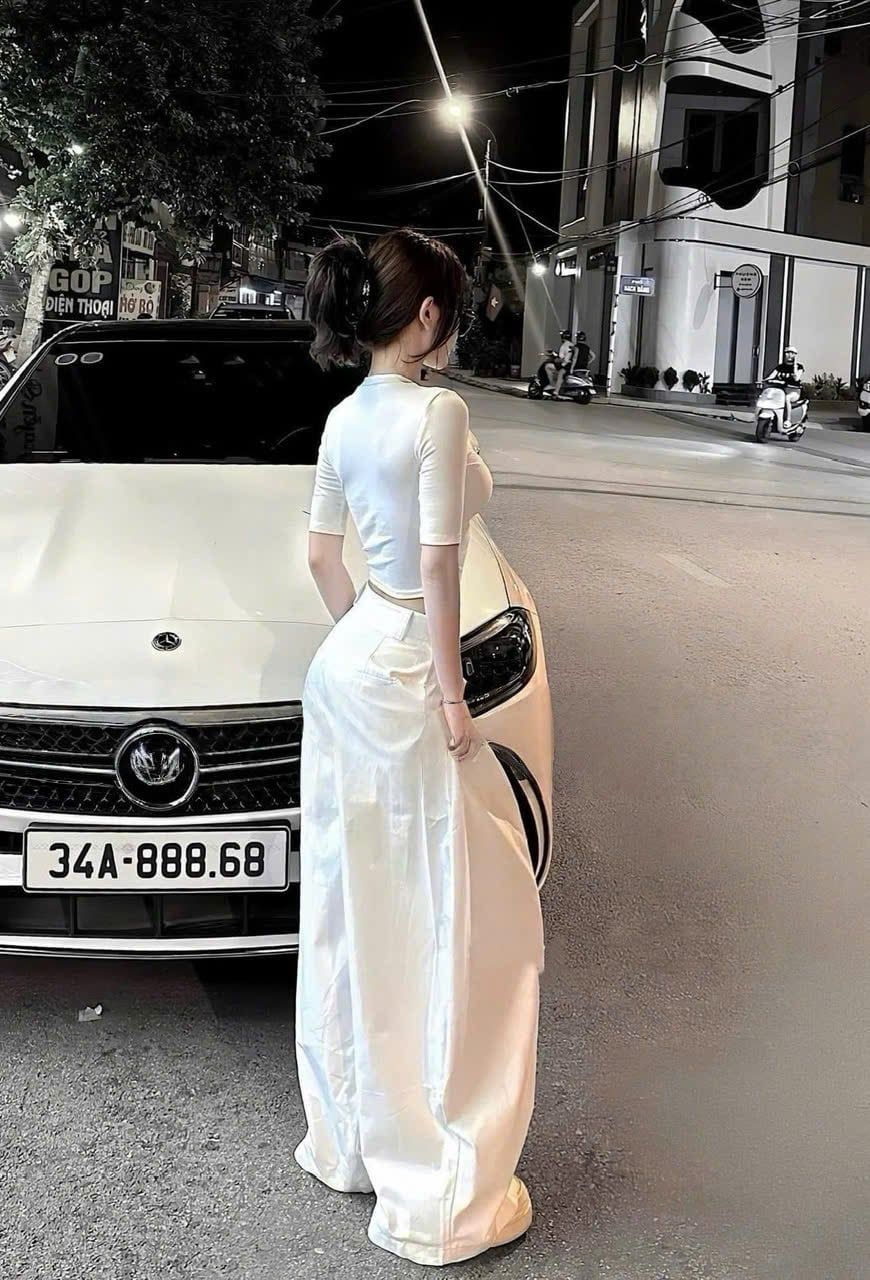  Set áo cổ tròn tay lỡ mix quần suông dài lưng bản tôn dáng - TRẮNG - A380 (EO S<68, M<72) 