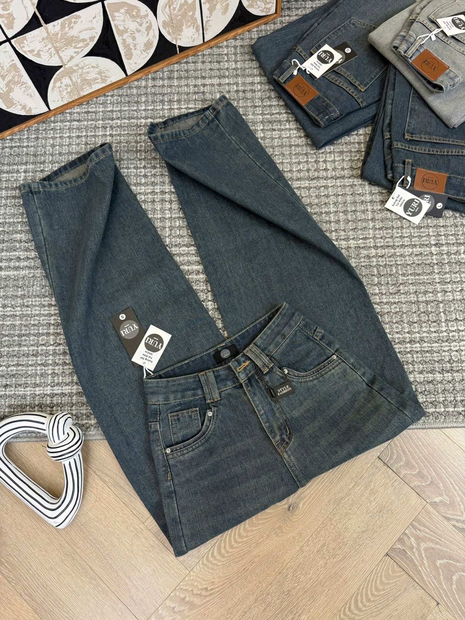  Quần jean ống suông dáng đứng form basic - ĐẬM - C96 (EO S<64, M<68, L<72) ( DÀI 105CM ) 