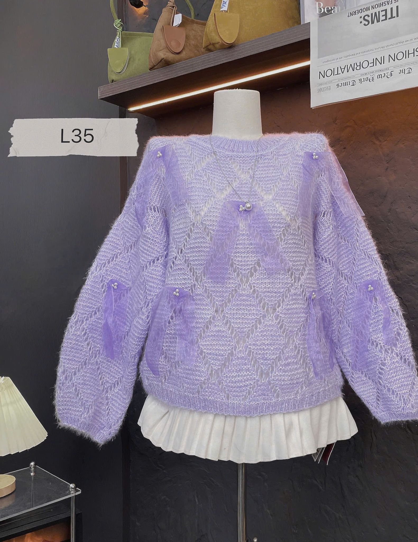  ÁO LEN NƠ ĐÍNH NGỌC - L35 H6 