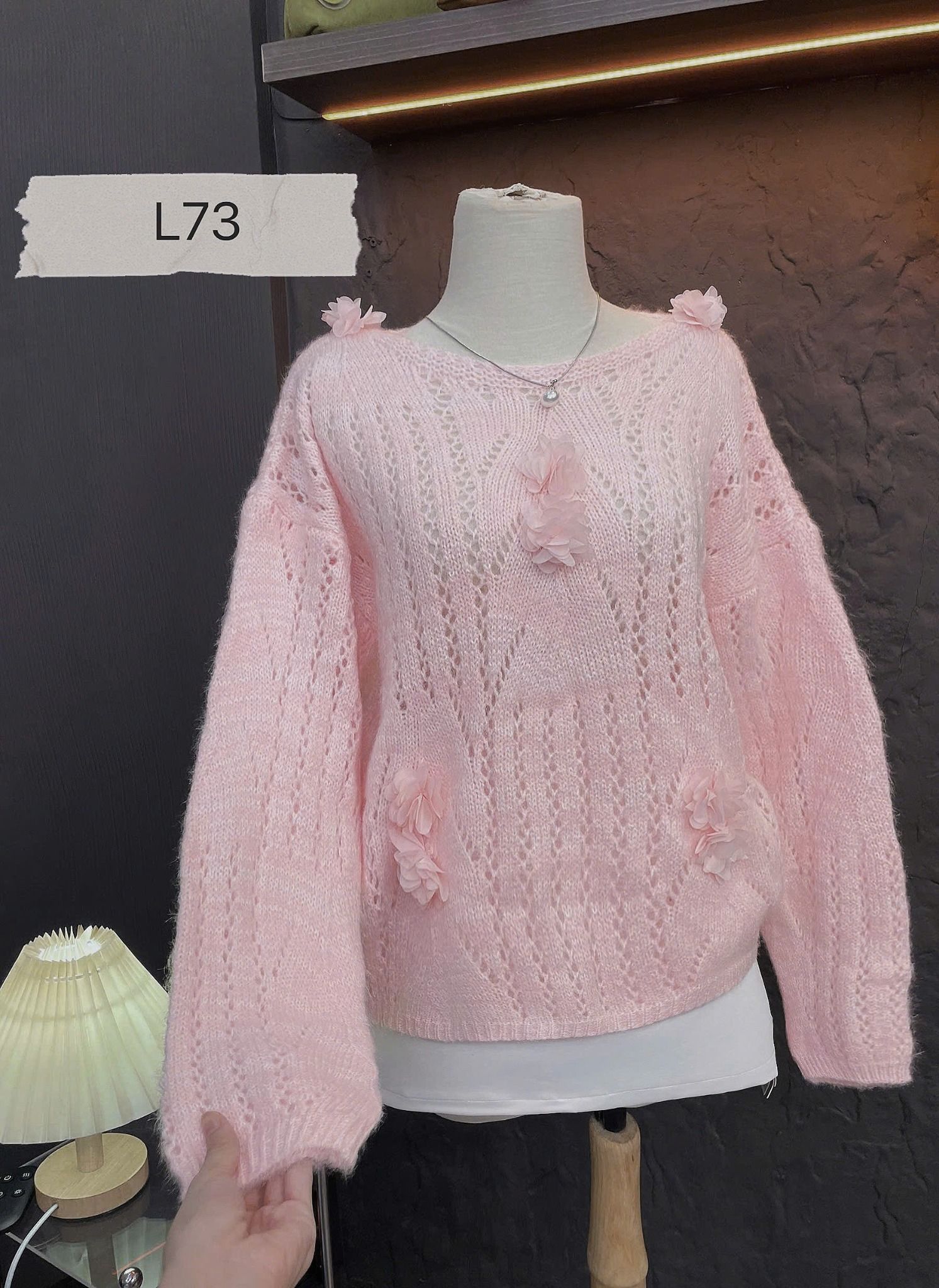  ÁO LEN HỒNG BÔNG XOÈ - L73 