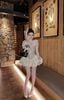 Đầm ngắn tay phồng chất ren phối tùng sang chảnh tiểu thư - KEM - C12 ( eo S<68, M<72, L<76 ) ( dài S=76, M=78, L=80 ) (0) H13