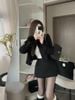 Set 2 món áo vest đính hoa đính cúc kiểu mix quần giả váy form A - N112 (eo S<68, M<72) (Ko kèm áo lót trắng)