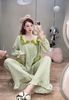 Set bộ pjzama cổ bèo sen phối túi mix quần suông sọc dễ thương - CỔ XANH TRÁI TIM - E5 H95