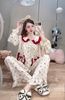 Set bộ pjzama cổ bèo sen phối túi mix quần suông sọc dễ thương - CỔ ĐỎ KEM NƠ - E3