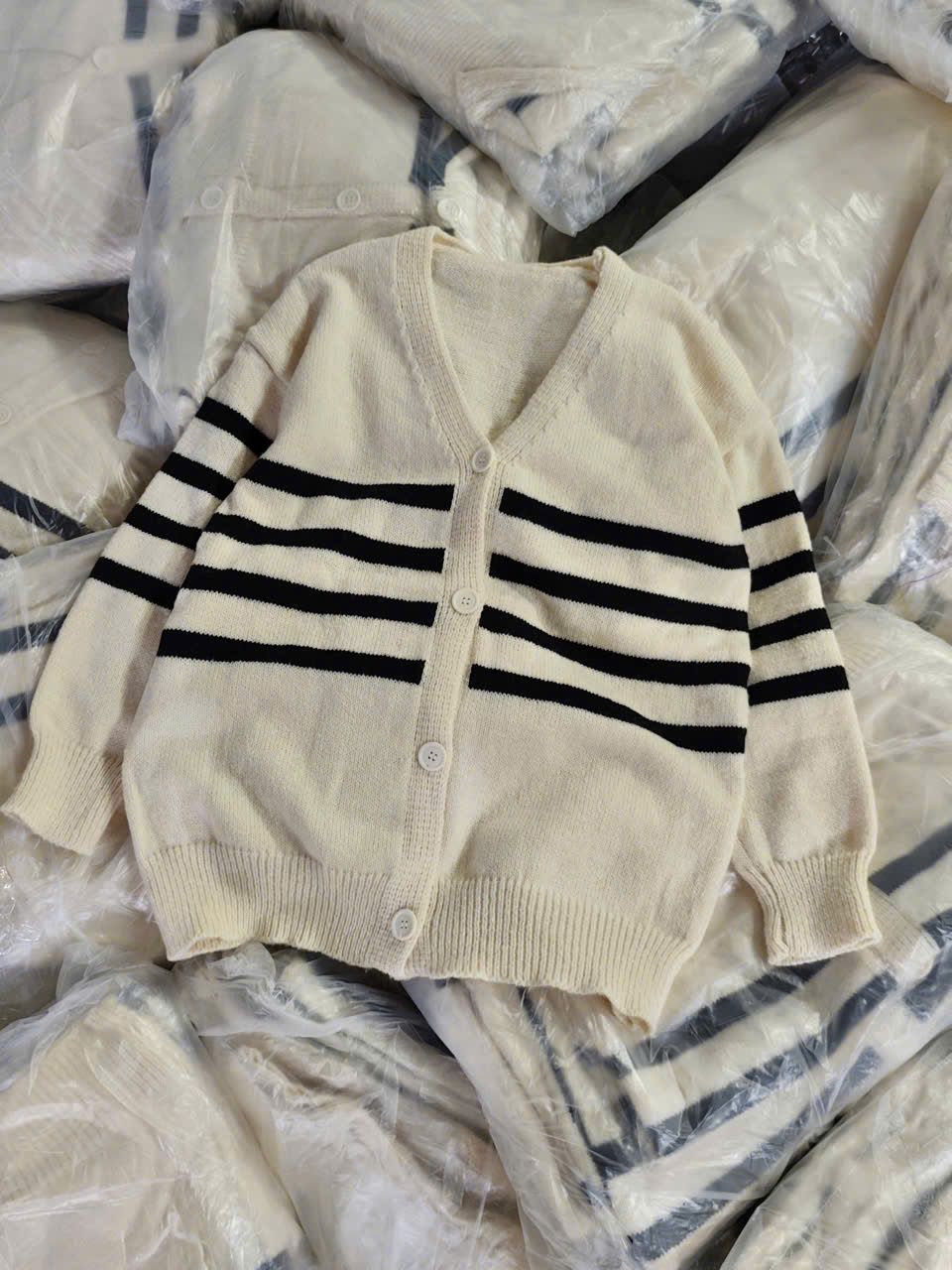  Áo cadigan len phối kẻ form rộng hàng QC - N164 