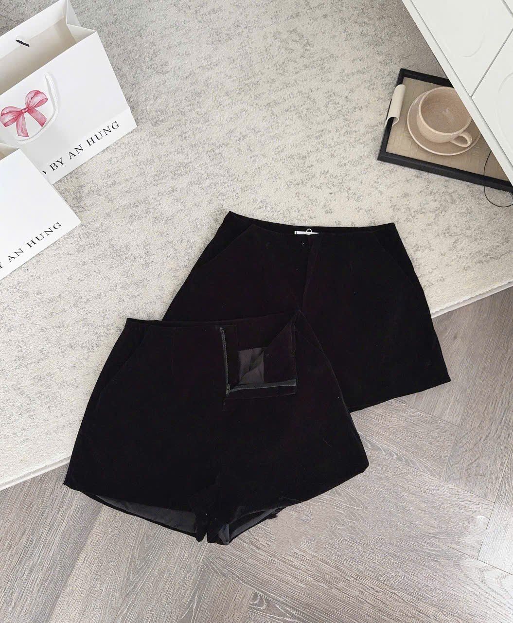  Quần short nhung 2 lớp khóa sườn dễ phối đồ - N170 (eo S<66, M<70, L<74) 