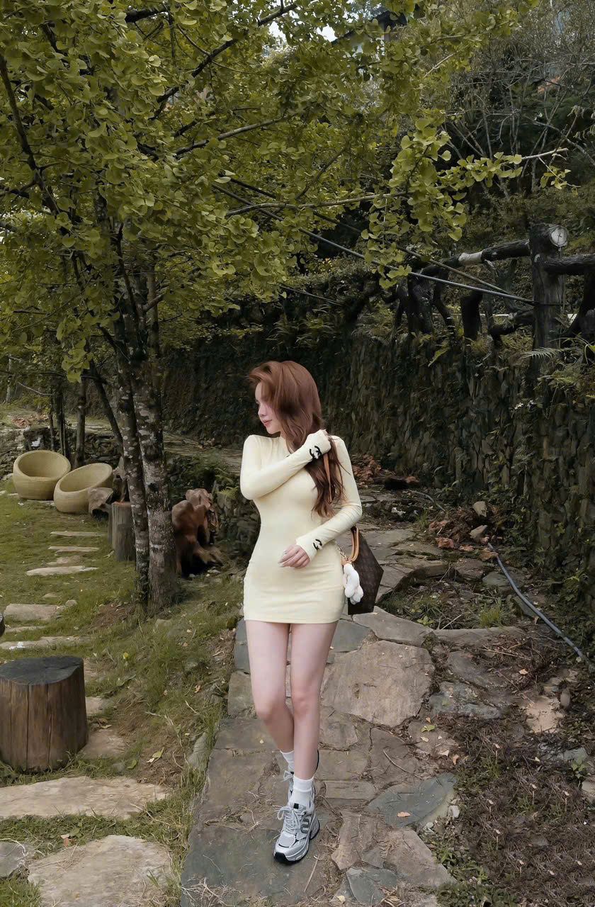  Đầm body tay dài tag Chanel tôn dáng chất co dãn - KEM - N191 