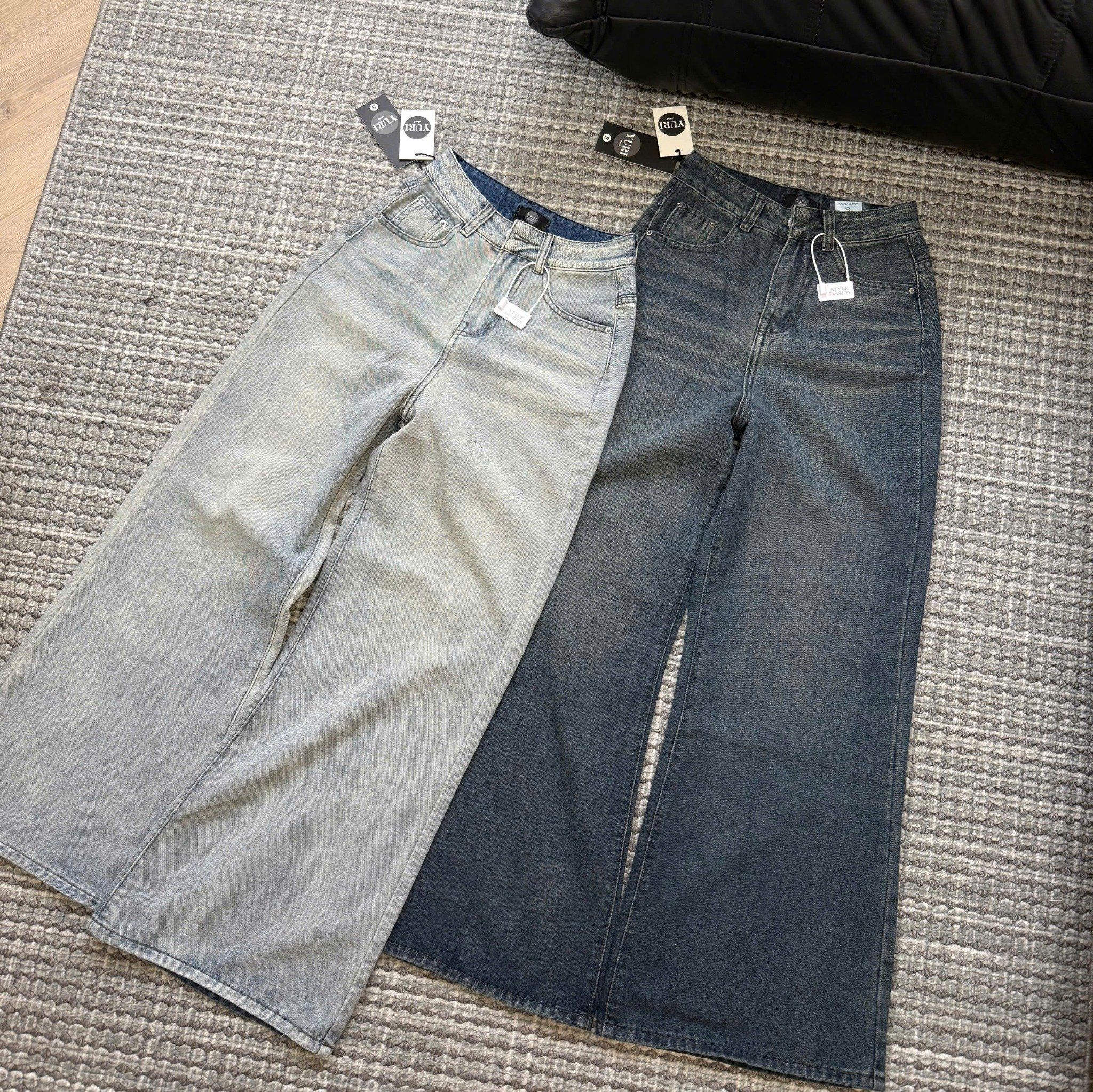  Quần jean ống suông loe dáng dài form BASIC - ĐẬM - E64 (EO S<64, M<68, L<72) 