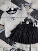 Set áo len viền cổ chanel mix chân váy tầng xòe - N15