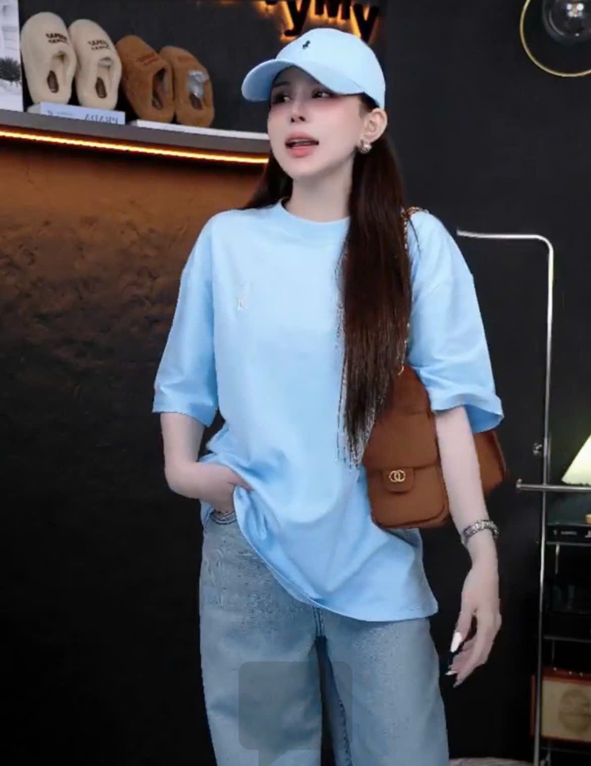  Set áo thun thêu ngựa polo tặng kèm nón siêu xinh - XANH - N77 