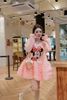 Váy MICKEY tay dài phối ren tầng form babydoll dễ thương - HỒNG - E153
