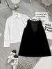 Set 2 món áo sơ mi kèm váy yếm đen tiểu thư hot hit - E159