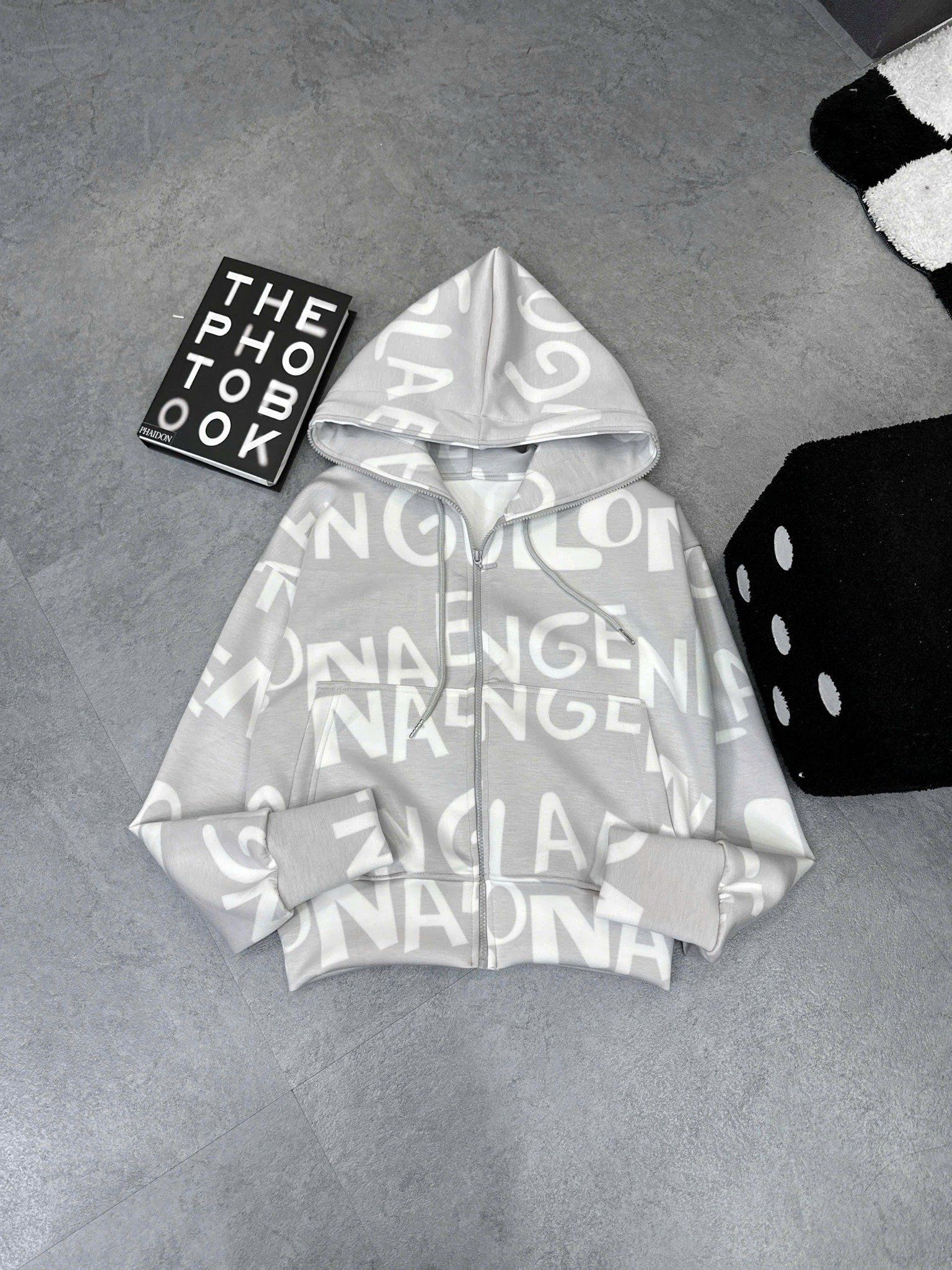  Áo khoác nỉ 2 da họa tiết chữ chất dày dặn siêu đẹp - XÁM - E212 