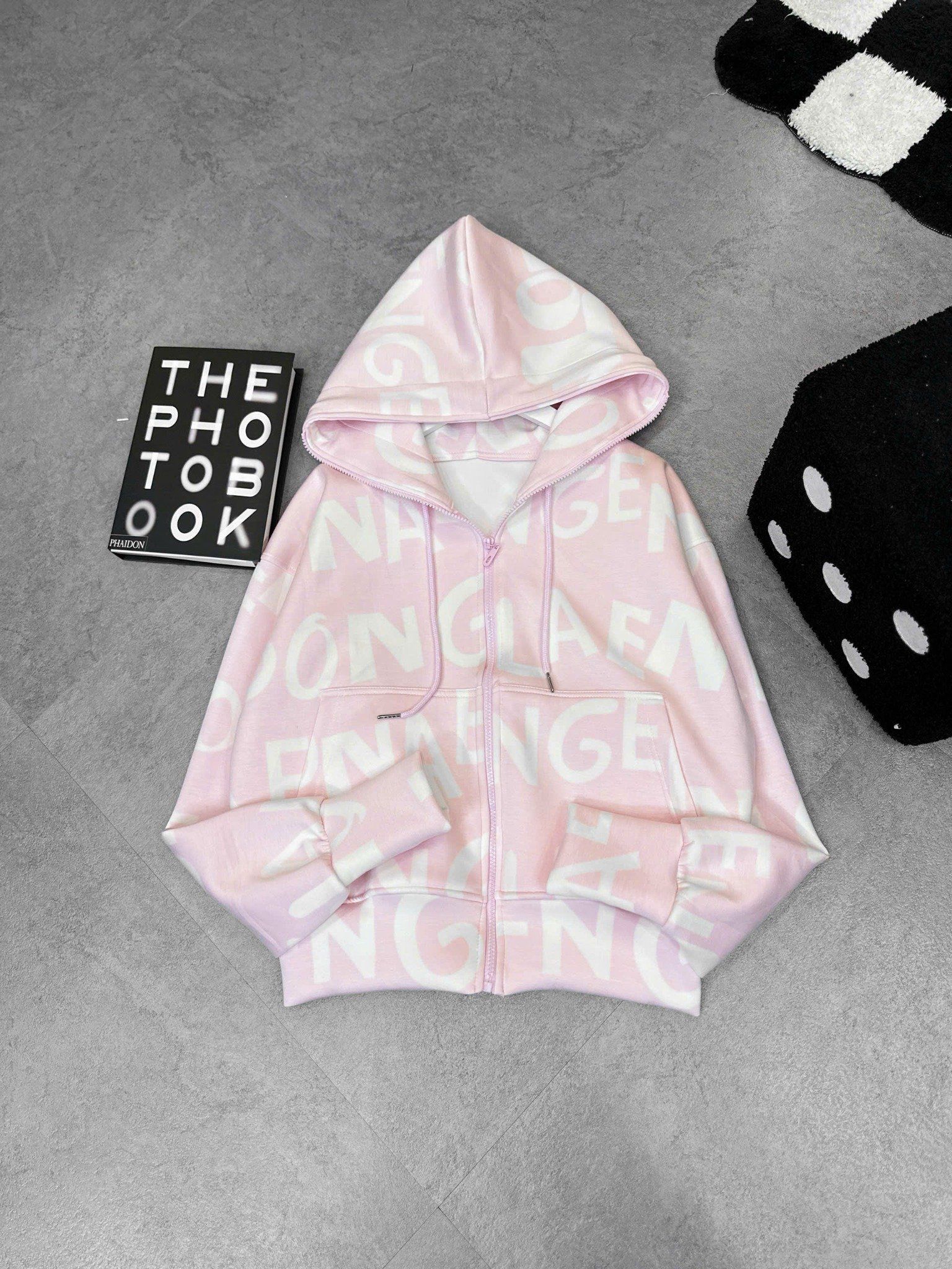  Áo khoác nỉ 2 da họa tiết chữ chất dày dặn siêu đẹp - HỒNG - E213 