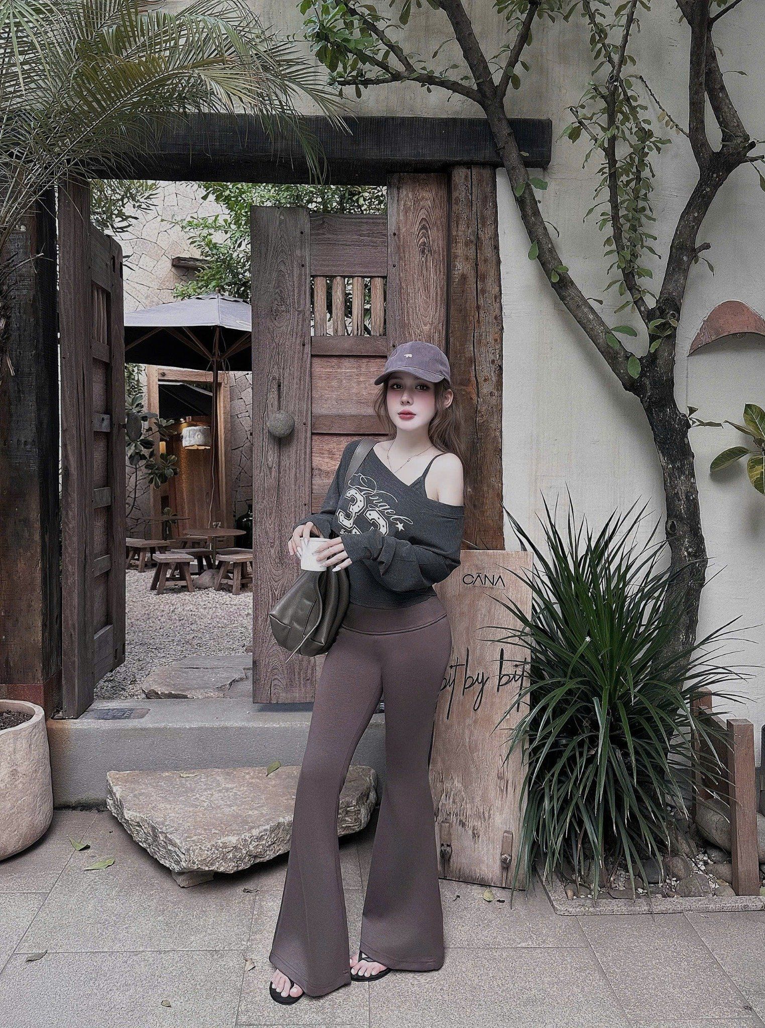  Set 3 món áo 2s kèm trễ vai tay dài số 33 mix quần ôm loe - XÁM - E30 