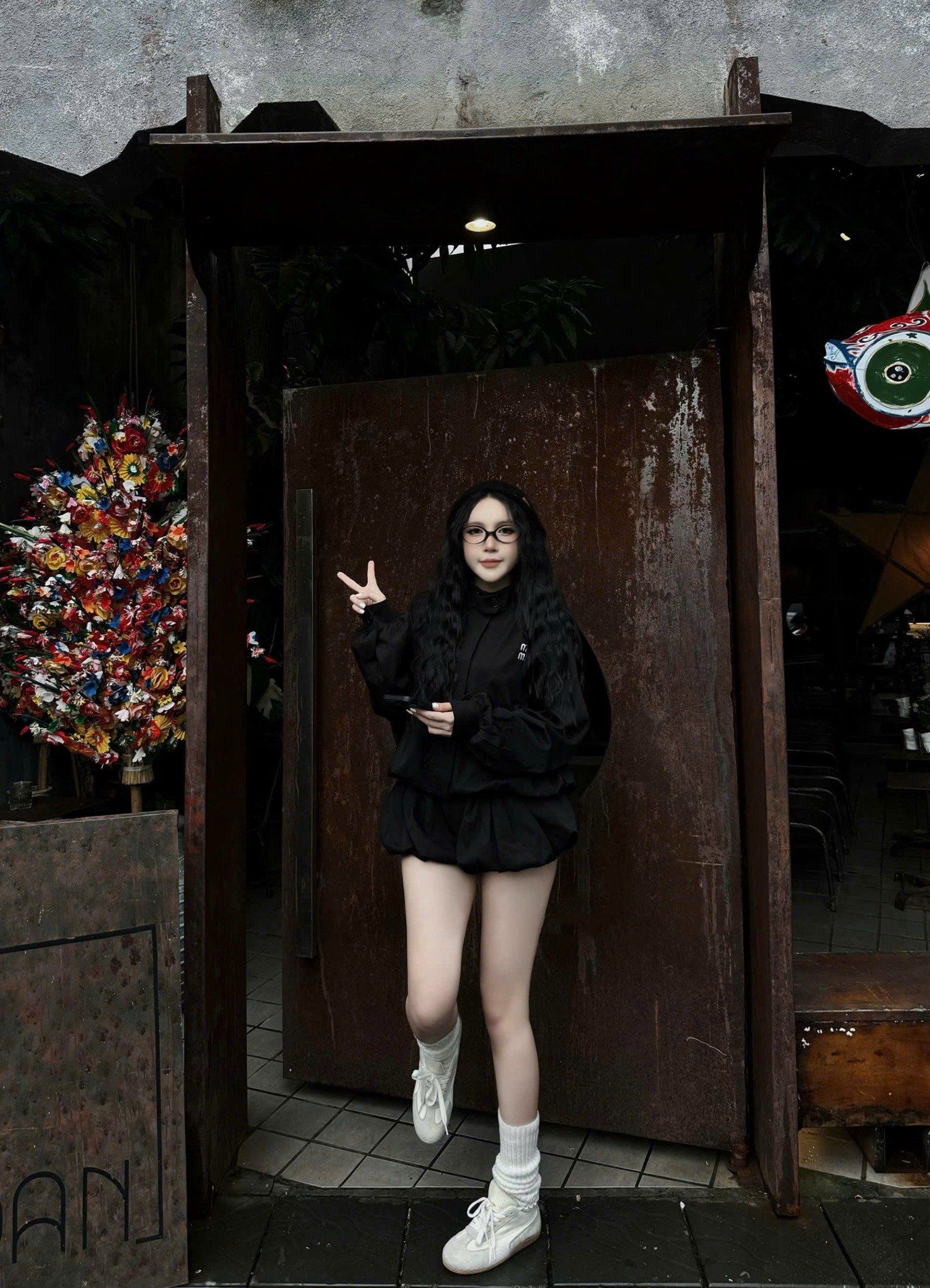  Set áo khoác cổ cao Miumiu mix chân váy bom bí - ĐEN - E232 (EO S<68, M<72) 