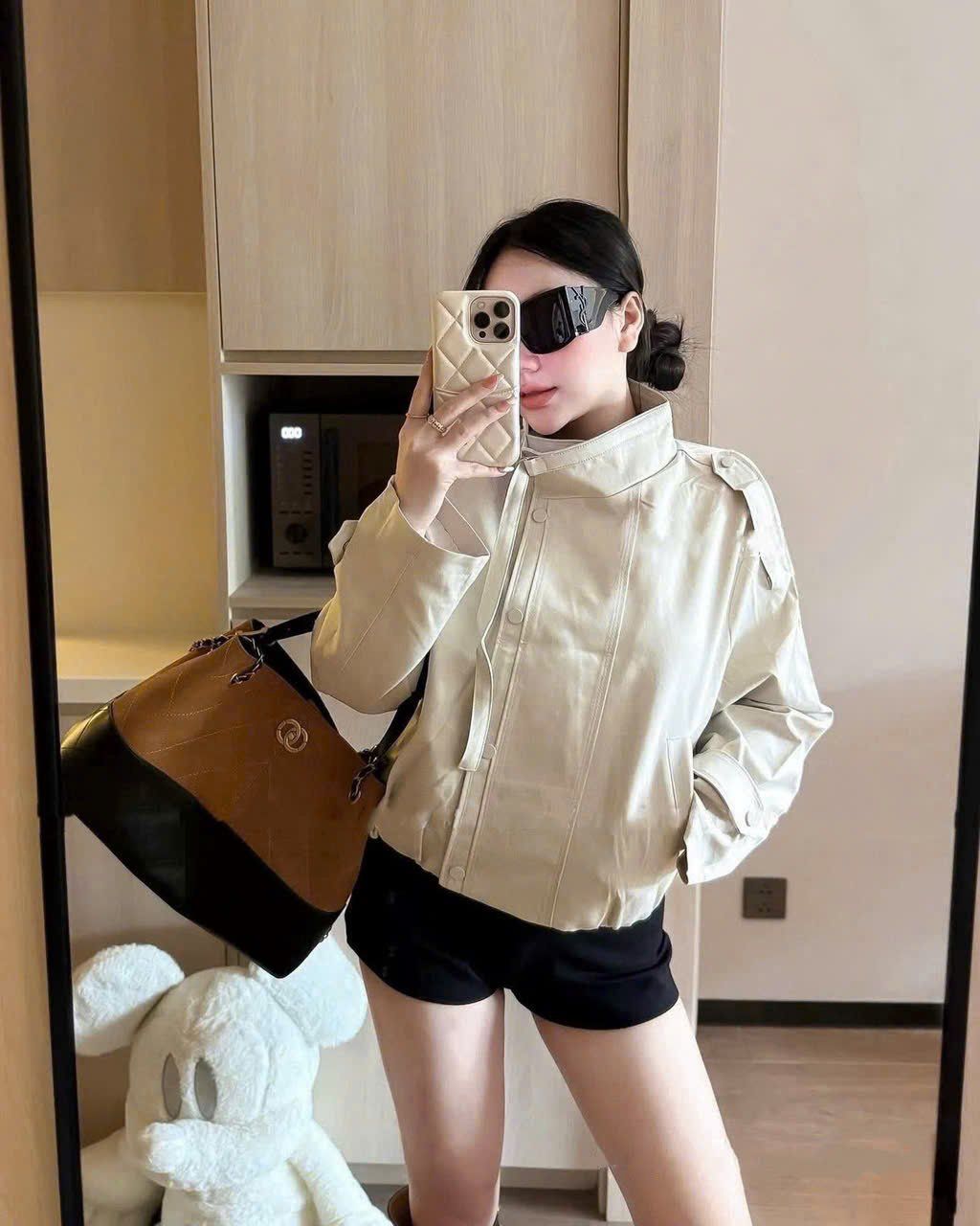  Áo khoác bomber gió đúp lót 2 lớp cao cấp - KEM - E267 