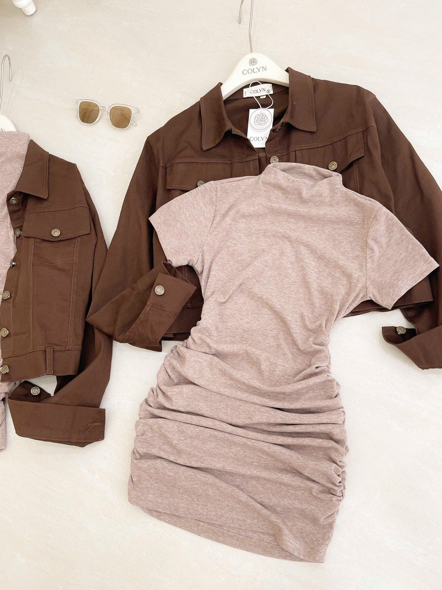  Set 2 món đầm body mix áo khoác jean hàng QC sịn sò - E288 H75 