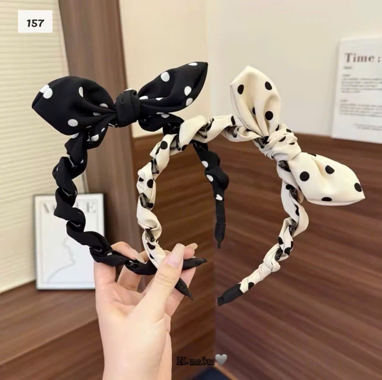  Combo 2 chiếc băng đô chấm bi nơ răng cưa tạo phồng tóc - G16 