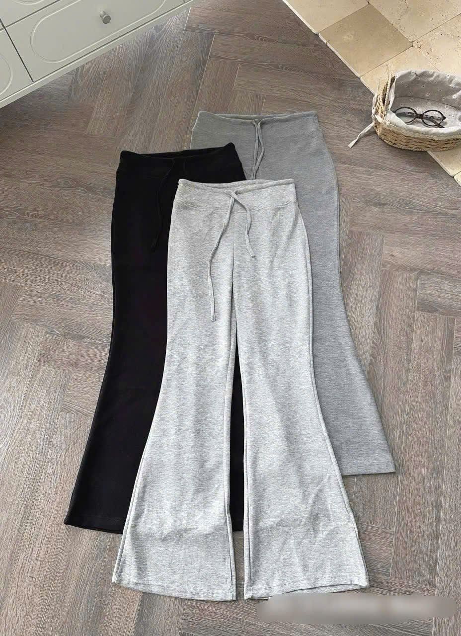  Quần suông ống loe lưng chun chất umi co dãn nhẹ - XÁM ĐẬM - G26 