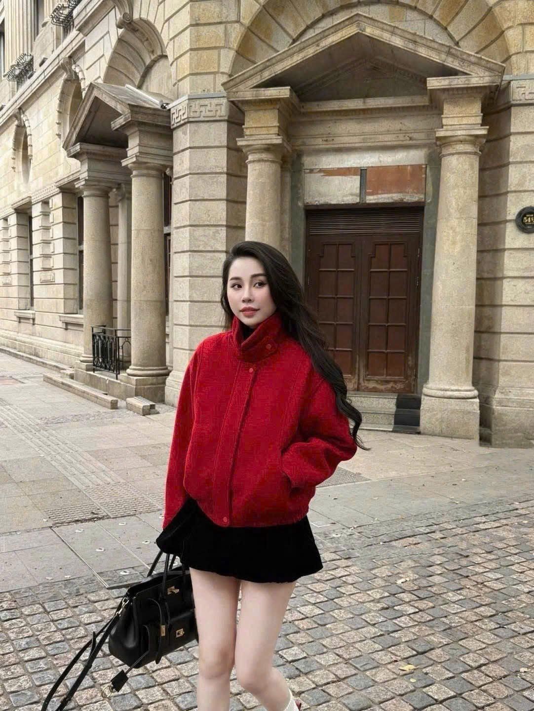  Áo khoác dạ 2 lớp tay dài mùa thu đông ấm - ĐỎ - G42 