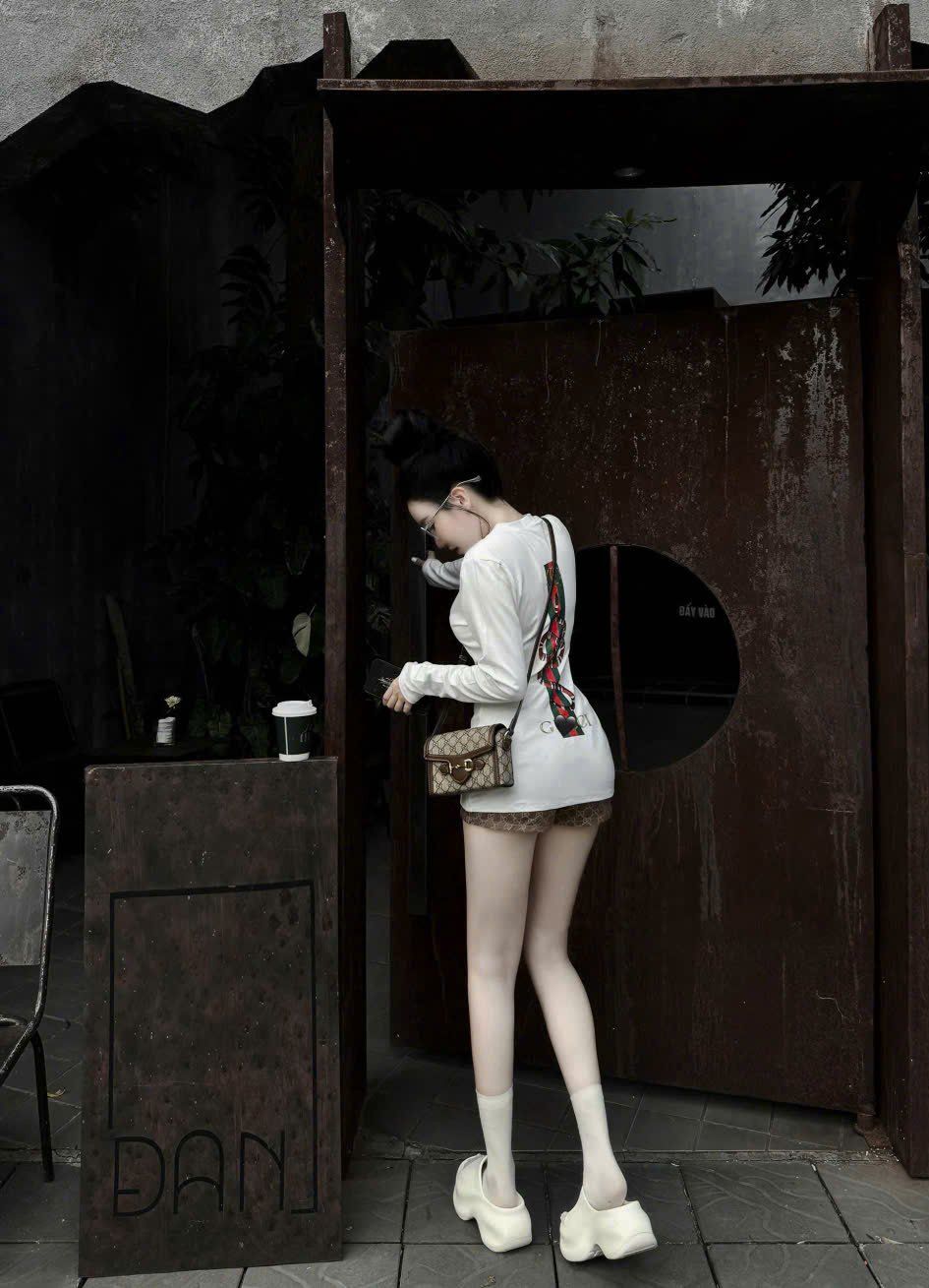  Set áo tay dài GUCCI mix quần short họa tiết - NÂU - G92 (EO S<68, M<72) 