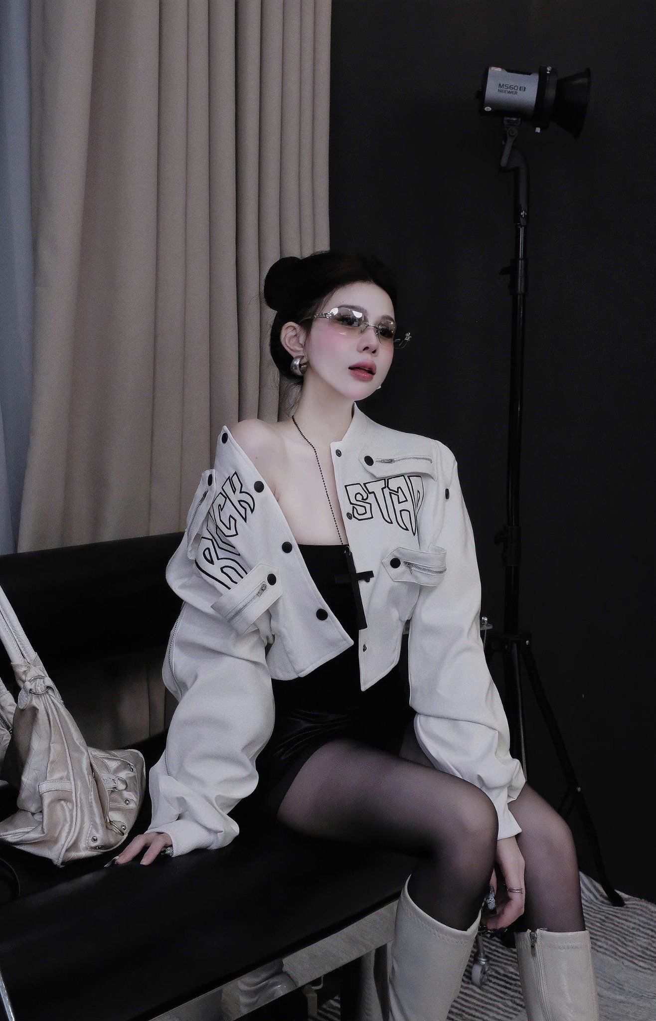  Áo khoác da dây kéo thêu chữ phong cách cá tính - G99 