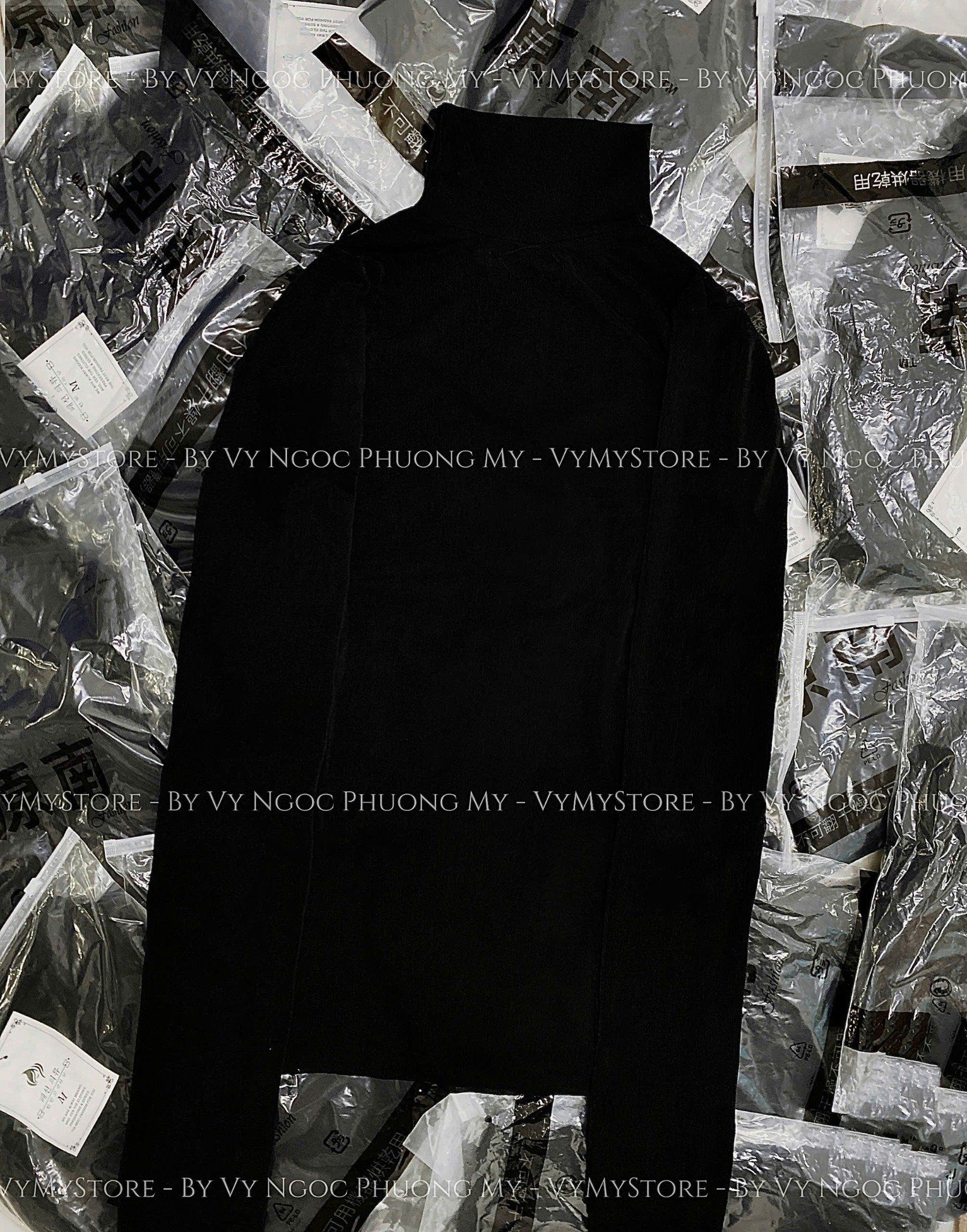  Áo len cổ lọ tay dài chất thun co dãn - ĐEN - G9 