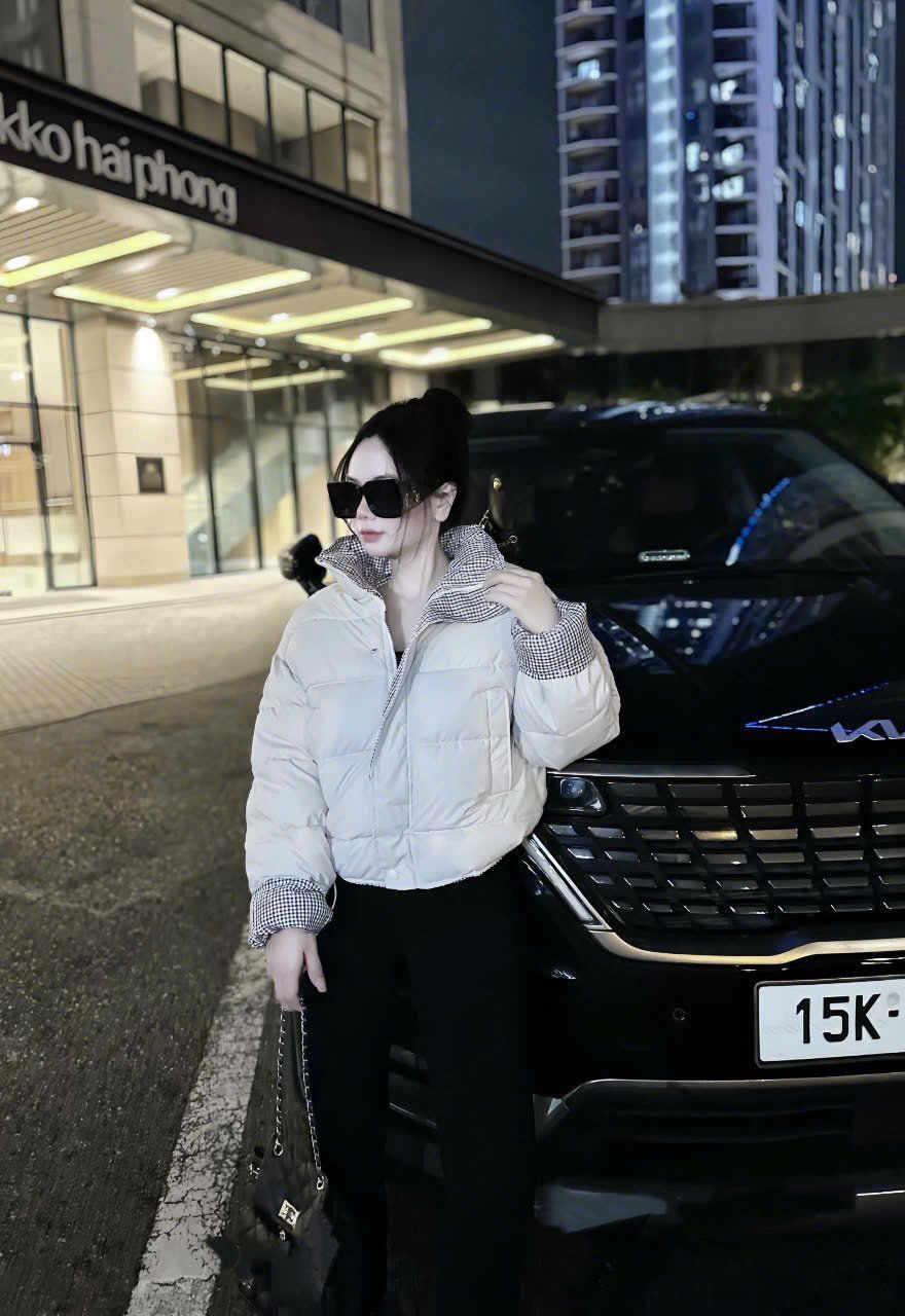  Áo khoác phao chần bông phối lót caro thu đông - KEM - G172 