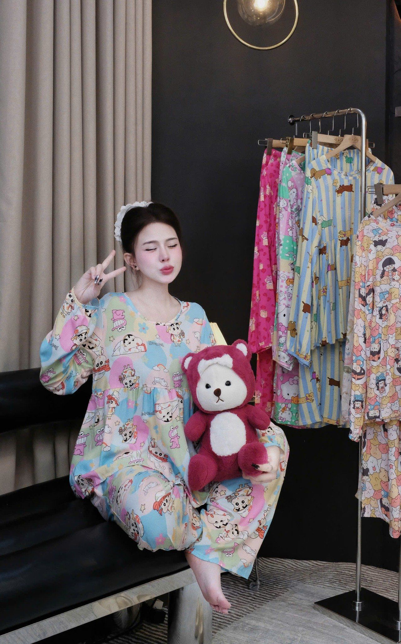  Set bộ tole áo babydoll mix quần suông dài họa tiết - CUSHIN HOA - Z22 