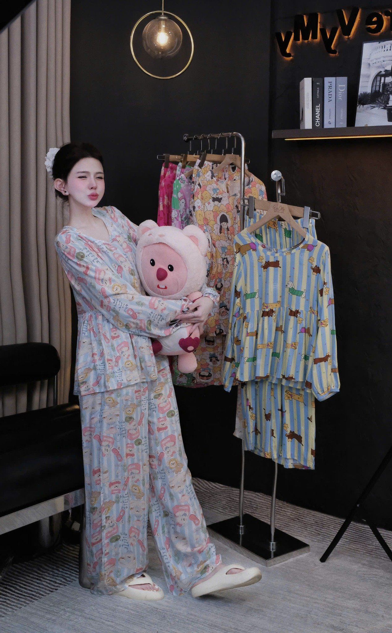  Set bộ tole áo babydoll mix quần suông dài họa tiết - CÚN XANH - Z26 