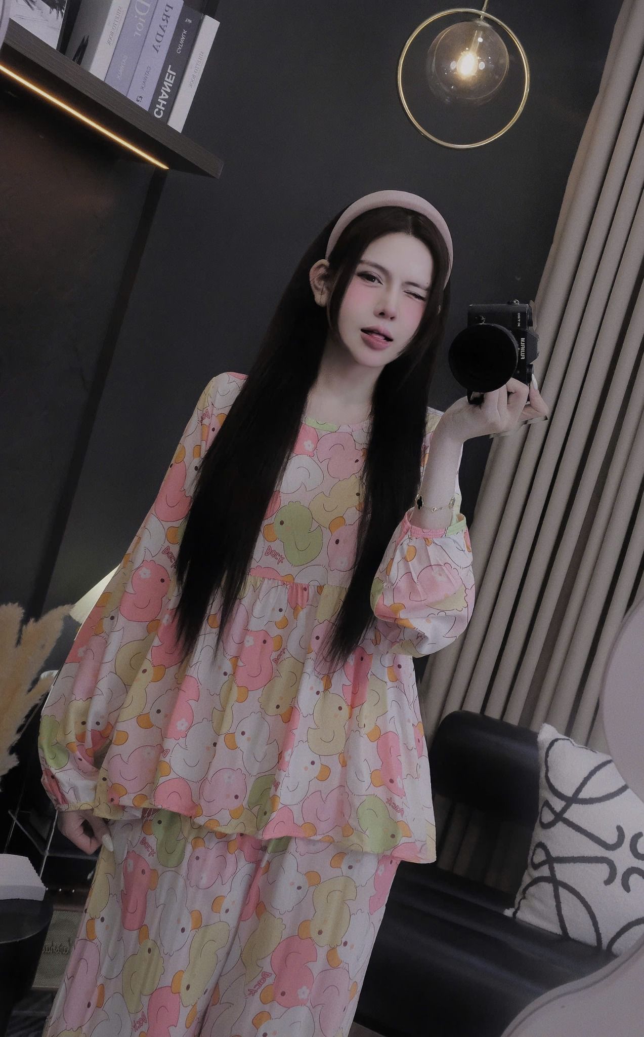  Set bộ tole áo babydoll mix quần suông dài họa tiết -  VỊT TRỜI - Z18 