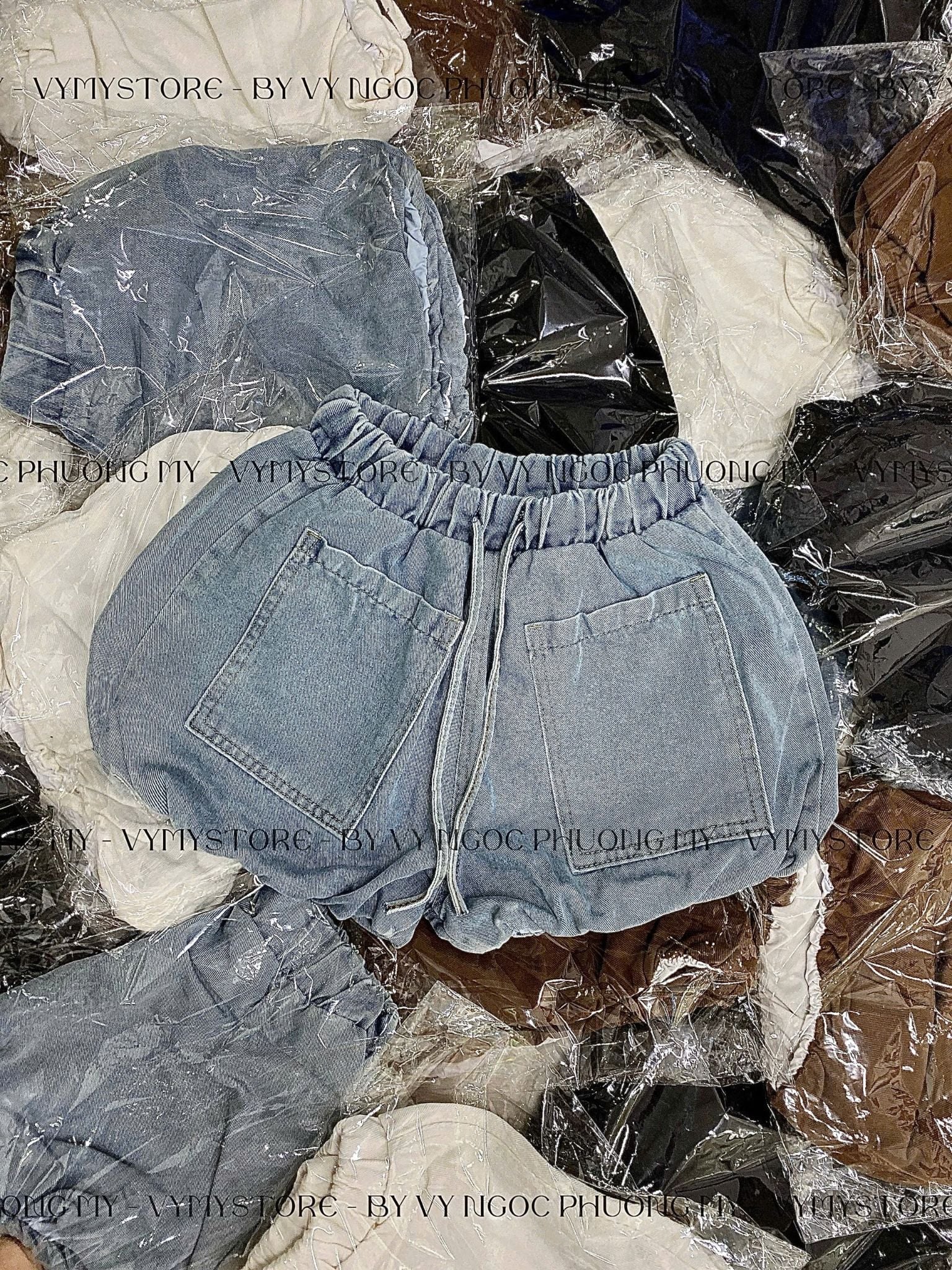  Quần bí 2 túi chất jean dày dặn hàng đúp 2 lớp - XANH - B3 