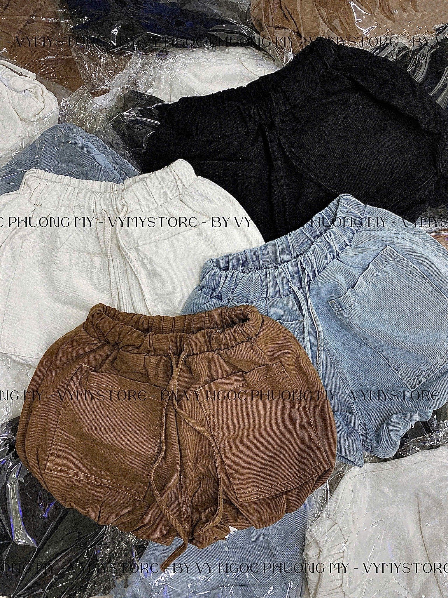  Quần bí 2 túi chất jean dày dặn hàng đúp 2 lớp - ĐEN - B1 
