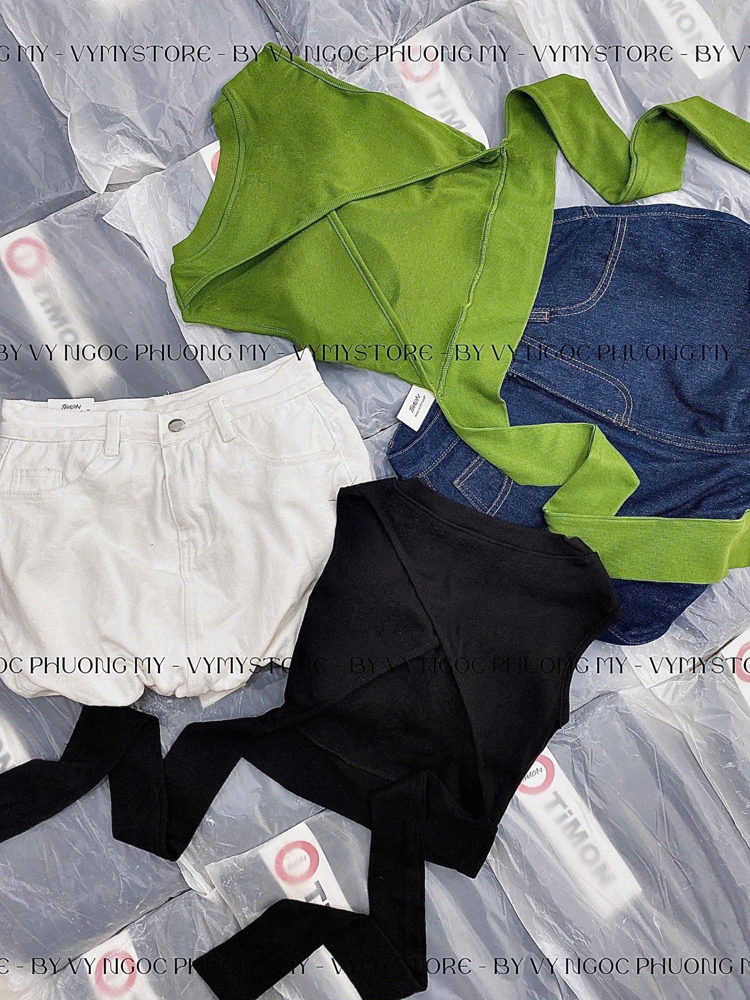  Áo thun croptop hở lưng cột nơ có mút ngưc chất vải co giãn - XANH - C278 