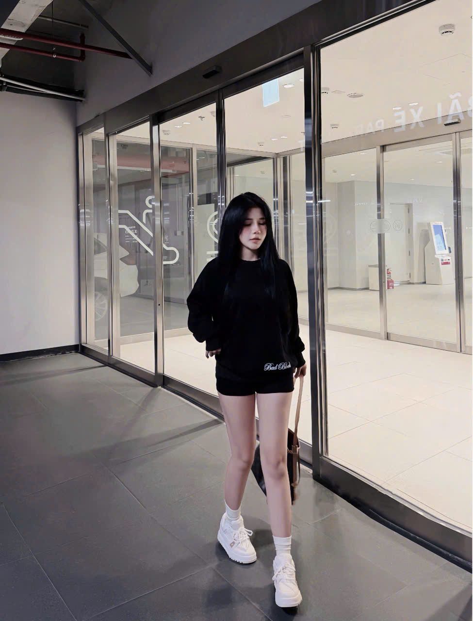  Set nỉ áo tay dài logo B mix quần short ngắn Bad Blood - ĐEN - G229 