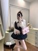 ( GIÁ GỐC 359 SALE 279 ) Set 2 món áo sơ mi tay dài loe mix váy chấm bi yếm dáng ngắn - ĐEN - C142