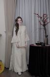  Áo dài thiết kế Châu Liên dáng suông chất liệu tơ lông mềm - KEM - B6 (eo S<68, M<72, L<76) (Chiều dài áo137cm, quần 100cm) 