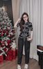 Set bộ áo gucci len mix quần suông baggy - ĐEN - G197